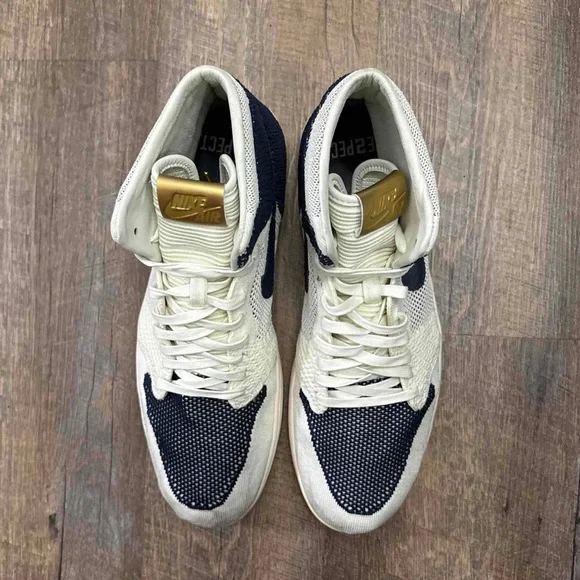 Air Jordan 1 Retro High OG Flyknit RE2PECT Derek Jeter Navy Blue White - Picture 4 of 12